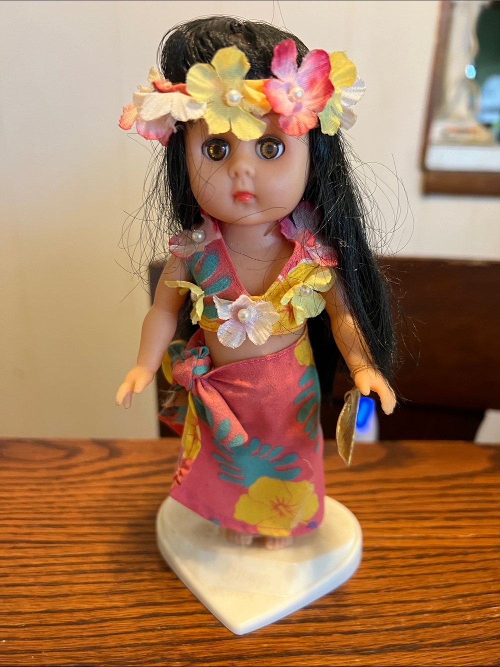 Mini Hawaiian Hula Doll - Pink Floral Outfit